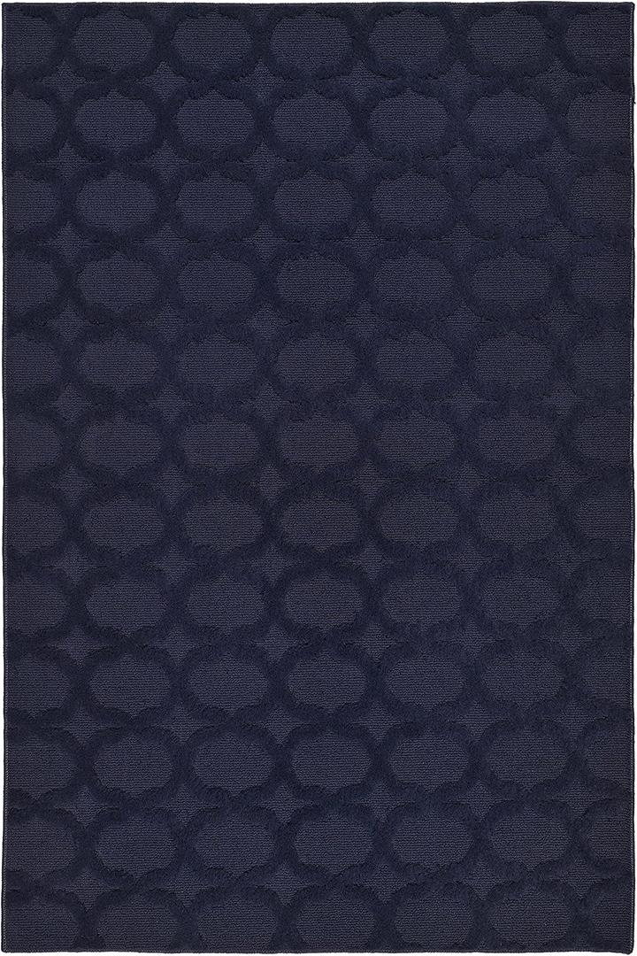 Garland Rug Sparta Non Slip Polypropylene 4 Ft. X 6 Ft. Navy Blue Area Rug- Ideal for Living Rooms & Hallways, Stylish & Durable for High-Traffic Areas