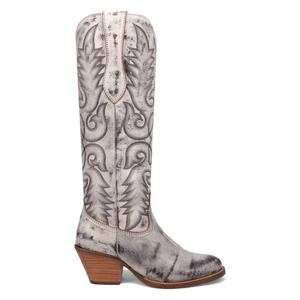 Dingo Womens Faded Love Embroidered Round Toe Casual Boots Knee High Mid Heel 2-3" - Grey - Size 7.5 M