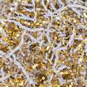 8.5oz Crinkle Paper Filler, Gift Baskets Gift Boxes Crafts Shredded Cut Paper Packaging Decorative Stuffing & Cushioning Confetti for Easter Birthday Wedding Party Favor Gold White