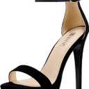 IDIFU Women's Stiletto High Heel Sandals Platform Open Toe Ankle Strap Dress Shoes for Women Bride Ladies in Wedding Bridal Party Homecoming (6.5, Black Nubuck)