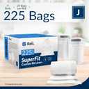 Reli. SuperFit Code J (225 Count) | Compatible with Simplehuman Code J | Custom Fit Liners | Drawstring Trash Bags | 30-45 Liter / 8-12 Gallon | White | Roll Pack