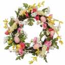 18 inch Easter Wreath Artificial Easter Egg Wreath for Front Door Easter Door Wreath Spring Wreath with Pastel Eggs and Mixed Twigs for Easter Decorations