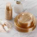 700 Piece Gold Glitter Plastic Dinnerware Set for 100 Guests