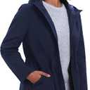 ROYAL MATRIX Women's Waterproof Rain Jacket Lightweight Hooded Breathable Windbreaker Softshell Jacket (Black, L)