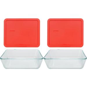 Pyrex Stor+rect/Cvr Size 11 Cu Pyrx Storage+rectangle/Cover 11 Cup (11 cup Containers (Pack of 2), Red)