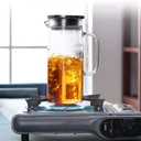 Hwagui - Heat Resistant Glass Pitcher with Stainless Steel Lid, Water Carafe with Handle, Good Beverage Pitcher for Homemade Juice and Iced Tea, 1000ml/34oz