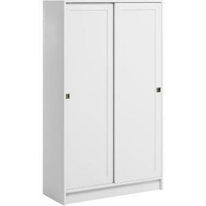 Prepac Elite Plus 38" Wide Storage Cabinet, 65" Tall Pantry Cupboard with 2 Fixed and 4 Adjustable Shelves, Laundry Room Cupboard with Sliding Doors and Metal Knobs, Living Room Accent Cabinet, White
