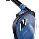 Greatever G2 Full Face Snorkel Mask with Latest Dry Top System,Foldable 180 Degree Panoramic View Snorkeling Mask with Camera Mount,Safe Breathing,Anti-Leak&Anti-Fog (Small-Medium, Cerulean blue)