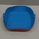 9 Inch Large Air Fryer Silicone Liners - 2 PCS Square Reusable AirFryer Basket Liners for 5-8QT Air fryer, Air fryer Accessories for Baking Roasting Microwave (Red + Blue)