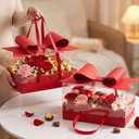 AceOrbit 3 Set Large Red Gift Box with Bow and Clear Window Valentine's Day Empty Boxes Cardboard Fillable Chocolate Flower Arrangement Packaging for Valentine Birthday Bridal Wedding