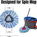 6 Pcs Spin Mop Replacement Heads, 360 Easy Wring Spin Mop 100% Microfiber Refill, Easy Cleaning Spin Mop Heads, 2 Tank System Replace Head for Easy House Cleaning Floor Mopping, Blue&White