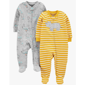 Simple Joys by Carter's Baby Boys' 2-Way Zip Thermal Footed Sleep and Play, Pack of 2 3-6 Months