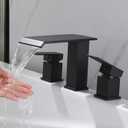 Roman Tub Faucet Two Handle Waterfall Spout Matte Black 3 Hole Bathtub Faucet High Flow