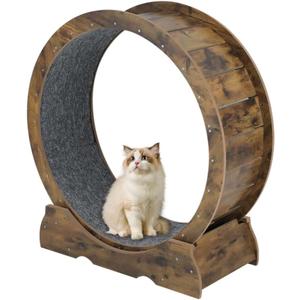 Large Cat Running Wheel for Indoor Exercise - Treadmill With Locking Mechanism (S, Rusty Brown)