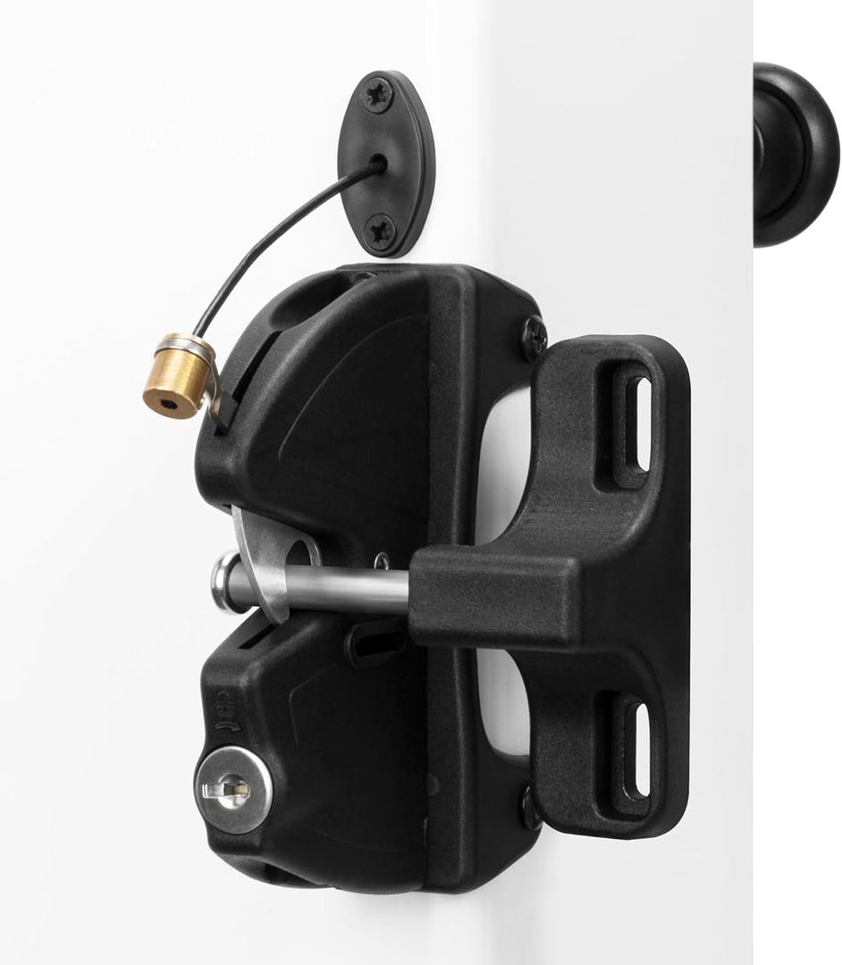 Key Lockable Two-Sided Gate Latch for Outdoor Fence, Operates 2 Side of The Gate for Square Frame Post, Rustproof Fence Latch Gate Lock for Metal, Wood, Vinyl Fence Gates, Gate Hardware, Black Finish