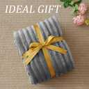 BEDELITE Fleece Throw Blanket for Couch - 300GSM Soft & Warm Fluffy Grey Blanket, Decorative and Giftable Striped Blankets for Women, Men, 50"x70", Throw XL
