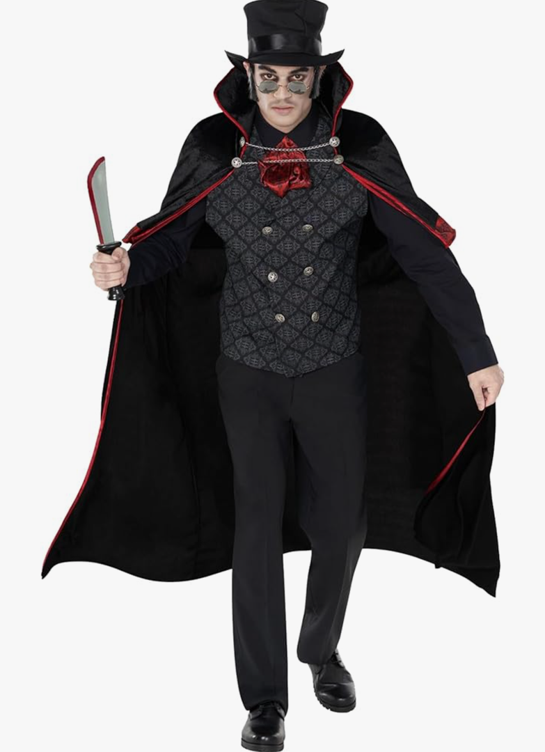 Morph Gothic Vampire Costume for Men - Jack The Ripper Cape - Adult Vampire Outfit - Spooky Halloween Attire, Size XL