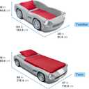 Step2 Roadster Toddler-to-Twin Bed, Transition Race Car Bed for Boys & Girls, Adjustable, Made of Durable Plastic, For Toddlers 3+ Years Old, Gray
