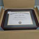 upsimples Diploma Frame 8.5 x 11 with Mat or 11x14 without Mat, Certificate Degree Document Frame, Classic Wood Grain with Gold Beading, Includes Black & Gold Mats, Graduation Gifts, 1 Pack