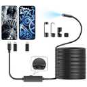 16.4ft Endoscope Camera with Light for iPhone and Android, 1920P HD IP67 Waterproof Borescope with 8 Adjustable LED Lights, Semi-Rigid Snake Camera, 7.9mm Black