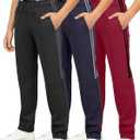 3 Pack Boys' Tricot Sweatpants Open Bottom Kids Teen Athletic Pants Pockets | Available in Sizes 5-16, Youth Activewear, Basketball, Track, Sports, Hiking, Jogging, Back to School, Workout, Gym (Black, L)