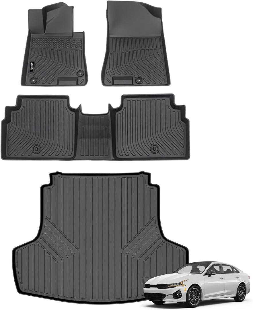 Jenofa-Floor Mats for Kia K5 2021-2026 & Hyundai Sonata 2020-2026 Gas Car Mats Cargo Mat Fit K5 Sonata (Only FWD) All Weather Non-Slip Waterproof Floor Liner Accessories Full Set 2024