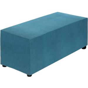 uxcell Stretch Ottoman Cover Rectangular Oversized Square Ottoman Slipcover with Elastic for Foot Stool Living Room Bedroom Fit Length 130-160cm / 51"-63", X-Large, Dark Cyan