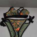 Aidonger Bikini Sets for Women Floral Two Piece Bathing Suit V Neck Shell Stitched Swimsuit Tie Side Triangle Swimwear M