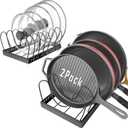 2PACK Pot Lid Organizers Inside Cabinet for Kitchen, Pots and Pans Organizer Under Cabinet with 16 Adjustable Dividers, Countertop Lid Holder, Rust-Resistant, Tool-Free Installation, Easy to Clean