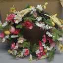 18 inch Easter Wreath Decorations for Home Easter Door Wreaths for Front Door Artificial Spring Flower Eggs Wreaths Decorations for Home Indoor Outdoor Outside Porch Wall