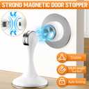 2 Pack Magnetic Door Stoppers, Stainless Steel Magnetic Door Stop, Wall & Floor Mounting No Drilling Door Stop with 3D Adhesive Tapes Keep Door Open, White