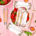 50 Sets Strawberry Baby Shower Ballpoint Pen Gifts Bulk for 50 Guest Wood Bamboo Pens Thank You Cards A Berry Sweet Baby Is On The Way Party Favors Decor