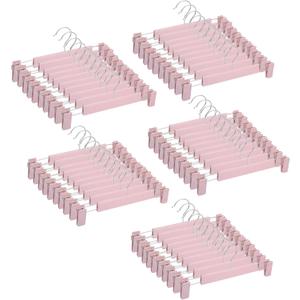 Pants Hangers with Clips Skirt Hanger for Women Plastic Clip Hangers for Pants Clothes Hanger (50pack, Pink)