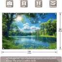 Fabric 12x8ft Lake Natural Scenery Backdrop River Forest Tree Blue Sky Bokeh Background Picnic Camping Hiking Spring Outdoor Party Decorations Photoshoot Banner Props