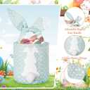 Cosblank 6 Pcs Bunny Canvas Bags Rabbit Print Basket with Foldable Ears Candy Goodie Bunny Tote Gift Bag for Birthday Party Decorations Supplies(Vivid Color,Plaid and Dot)