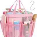 F-color Mesh Shower Caddy Portable, Large Capacity Shower Bag Basket Tote for College Dorm Room Toiletry Gym Rv Essentials, Bathroom Caddy Bag with S Hook