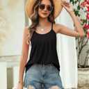 Zeagoo Womens Camisole Tank Tops Summer Adjustable Spaghetti Strap Loose Flowy Sleeveless Shirts Beach Vacation Clothes (Black, S)