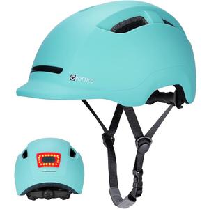Adult Bike Helmet with Light - Dual Certified for Bicycle Scooter Skateboard Road Cycling Skating Helmet (Medium, Matte Mint Green)
