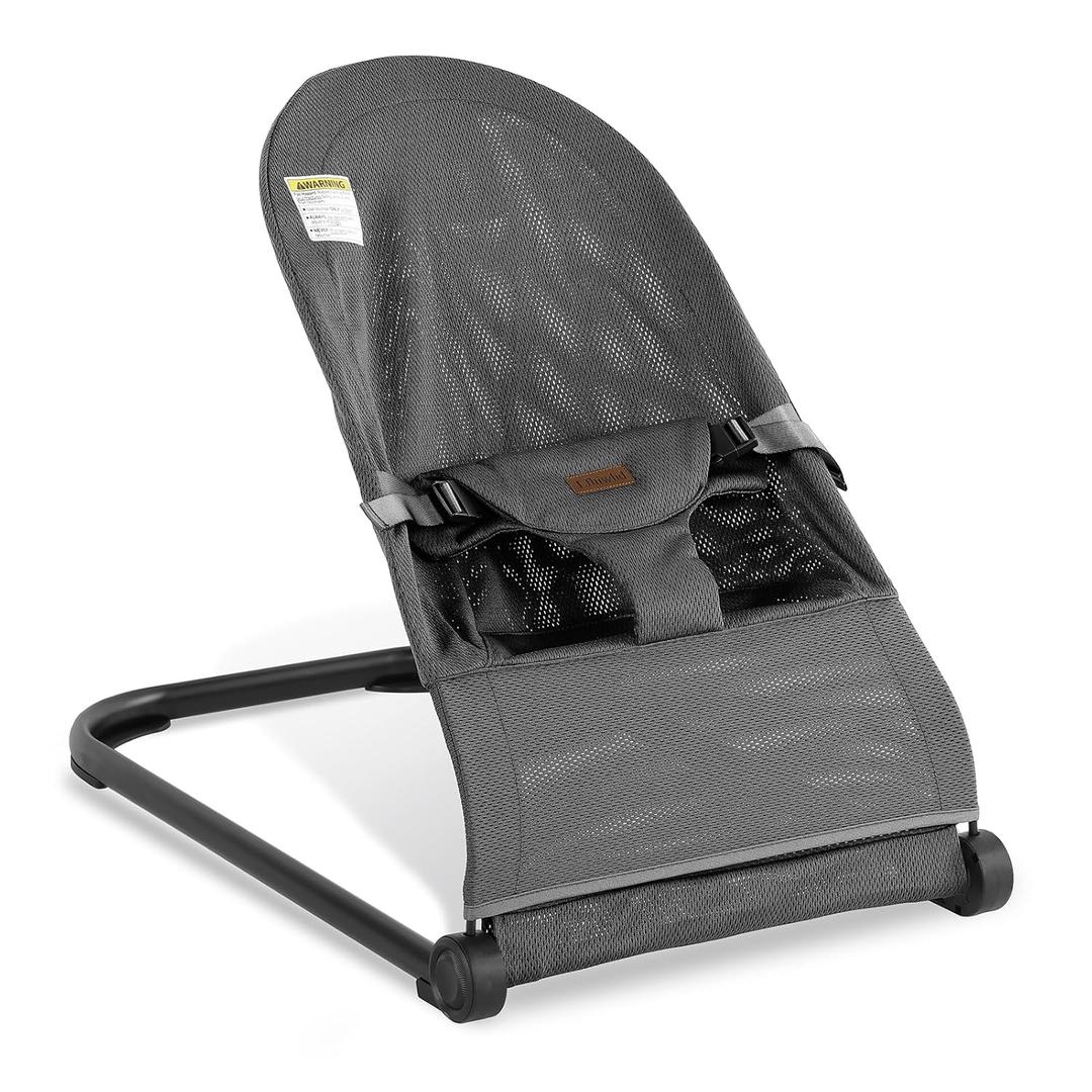 Baby Bouncer,Baby Bouncer Seat,Portable Infant Bouncer with 3-Point Safety Harness,Ergonomic Bouncy seat, Newborn Bouncer for Babies 0-6 Months up to 20lbs (Mesh Grey)
