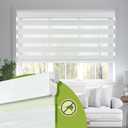 No Drill No Tools Cordless Dual Layer Zebra Blinds for Windows, Blackout Zebra Shade for Indoor Windows,Easy to Install Thermal Insulated Blinds, Silver White, Custom Size