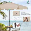 JEAREY 9 FT Patio Umbrella Outdoor, Table Umbrellas Market Umbrella w/Push Button Tilt/Crank, 8 Sturdy Ribs(Beige)