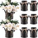 Roshtia 8 Pcs 6 Inch Vintage Galvanized Milk Can Vase Spring Farmhouse Metal Vases Milk Jug Vase Decor with Handle Rustic Flowers Buckets for Weddings Table Centerpiece (Black)