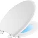 Delta Faucet Sanborne Elongated Nightlight Toilet Seat - 813902-N-WH - Comfortable, Soft-Close Toilet Seat with Convenient Quick-Release Technology - White