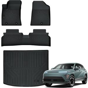 Auxko All Weather Floor Mats Cargo Mat for Hyundai Kona EV 2026 2025 2024 TPE Liners Accessories Guard Odorless Anti-Slip Floor Liners Trunk Liner Black