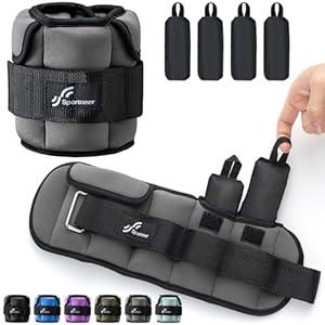 Sportneer Upgrade Adjustable Ankle and Wrist Weights for Women and Men 1-7 lbs / 1-10 lbs Set | Comfortable, Secure Fit for Walking, Running, Fitness, Physical Therapy, Home Gym (5 lbs x 2, Gray)
