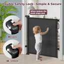 42" Extra Tall Retractable Baby Gates for Stairs, 76" Wide Dog Gate Indoor Outdoor for Doorways Deck Kitchen, Long Mesh Safety Gate for Child Toddler, Prevent Pet from Jumping Over, Black
