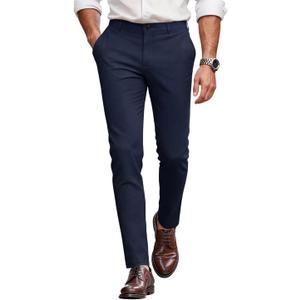 GINGTTO Mens Dress Pants Slim Fit Golf Pants Navy Blue Stretch Chinos for Men Casual (28Wx30L)