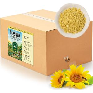Beeswax Pellets for Candle Making Natural Beeswax for Candles, Lip Balms, and Skincare – Yellow Beeswax for DIY Projects – Ideal for Beginners and Experts (10lb）
