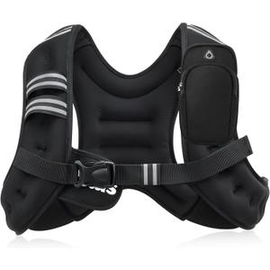 ZELUS Weighted Vest, 6lb Weight Vest with Reflective Stripe for Workout, Strength Training, Running, Fitness, Muscle Building, Weight Loss, Weightlifting (Black)