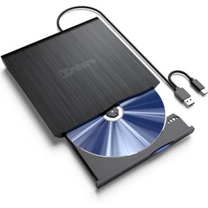 External CD/DVD Dirve for Laptop, CD Burner [Extended Cable],Portable DVD Player USB 3.0 Type-C CD +/-RW Disk Drive for ROM Rewriter Reader with PC Desktop Window MacBook